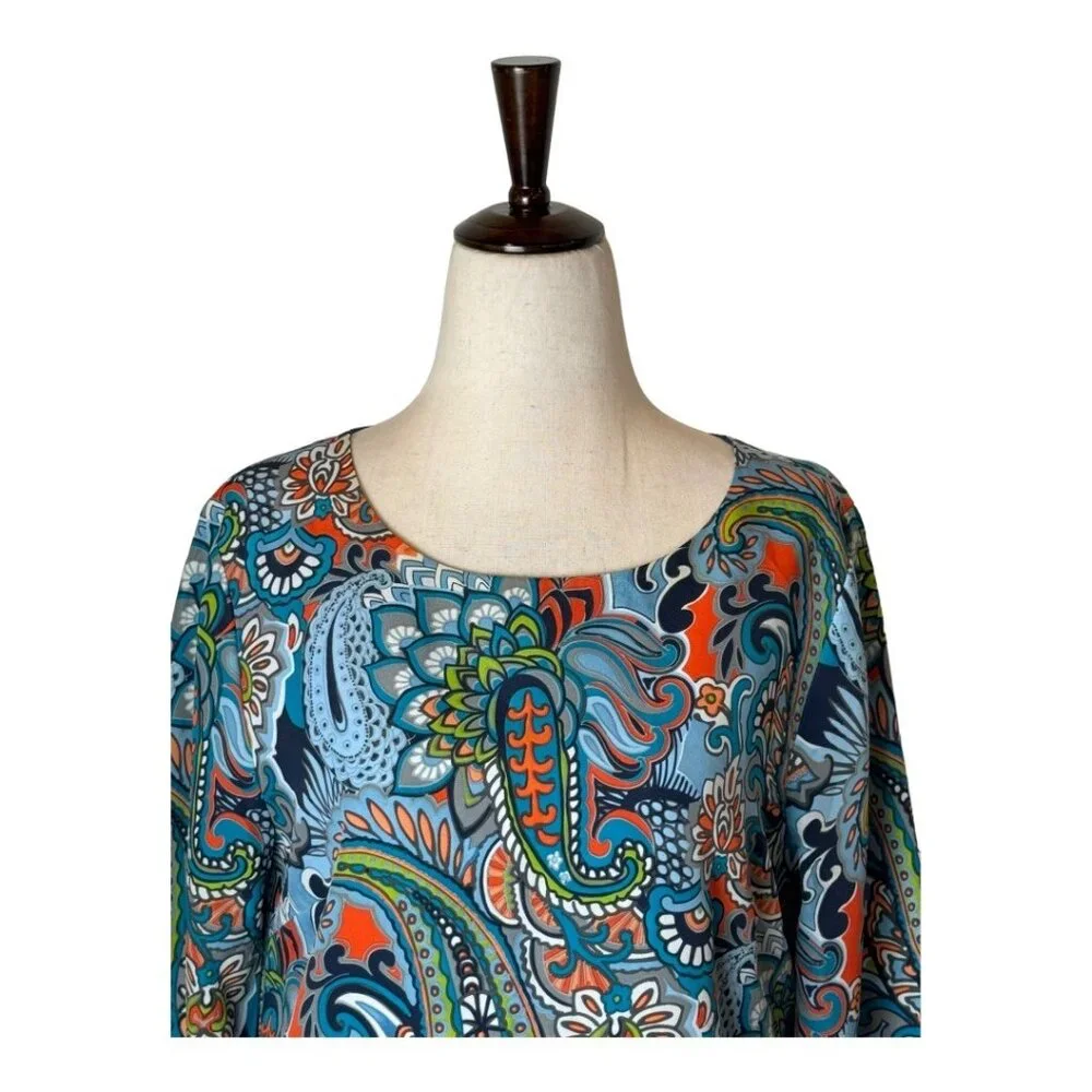 J Crew Dress Women 4 Blue Jules‎ Moonglow Paisley Gallery Boho Hippie Mini Shift